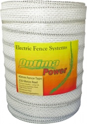 OPTIMA POWER  White 40mm Wide Electric Fence Tape - 7 yr warranty