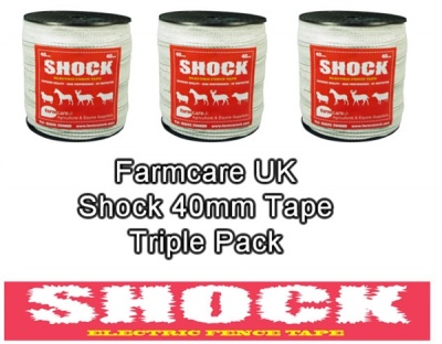 SHOCK White 40mm Wide Electric Fence Tape Triple Pack Deal
