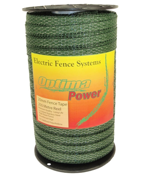 OPTIMA- Profesional Electric Fencing Tape 20mm GREEN 250 meter Roll 